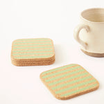 Load image into Gallery viewer, Organic Cork Green Stripe Coaster Set - pack of 4
