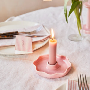 Pink Scallop Candle Holder