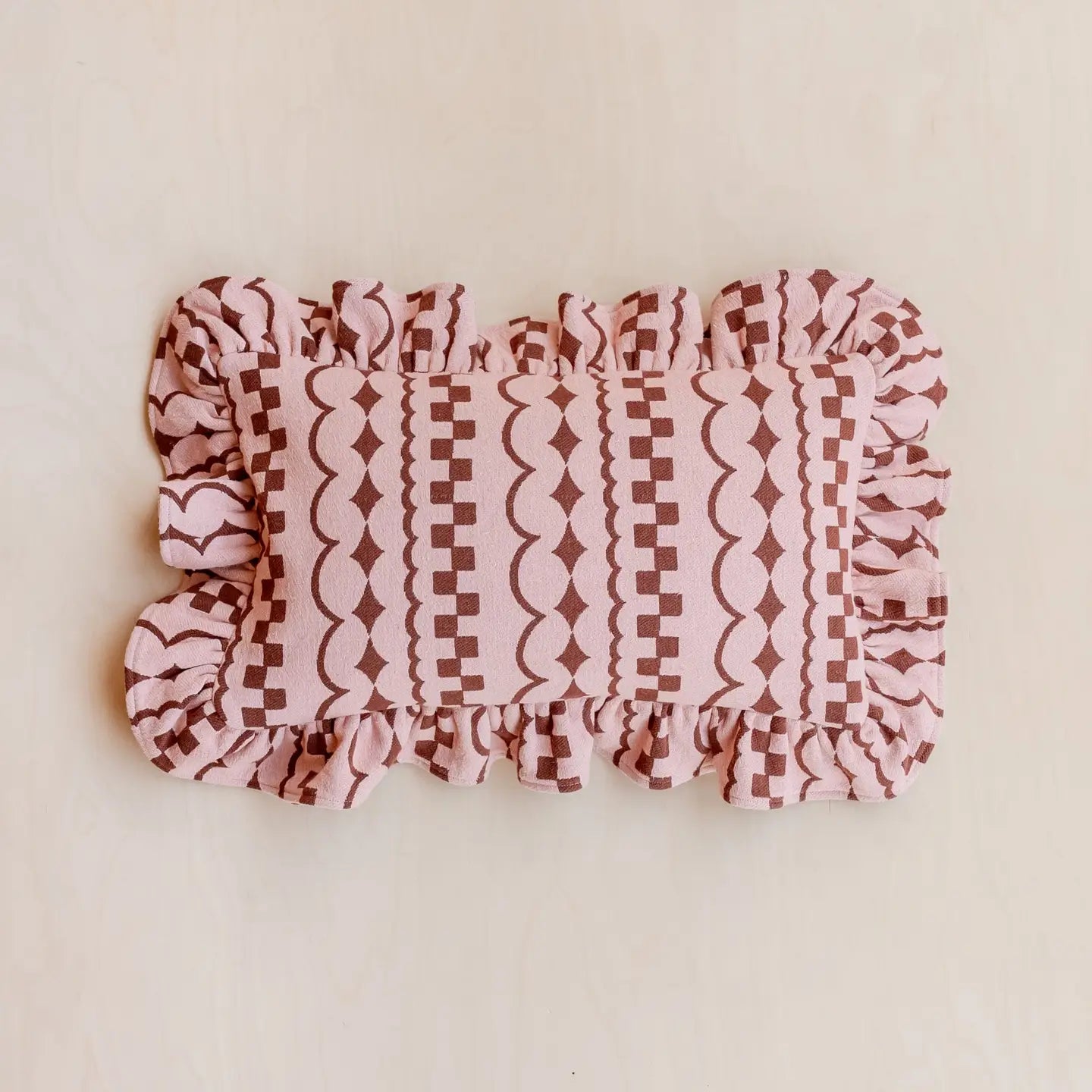 Pink Ruffle Cotton Cushion