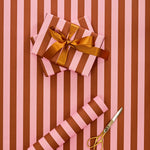 Load image into Gallery viewer, Gift Wrap Classic Stripe Brown &amp; Pink
