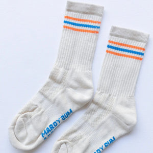 Stripe Cuff Sports Socks - ecru