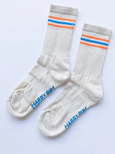 Stripe Cuff Sports Socks - ecru