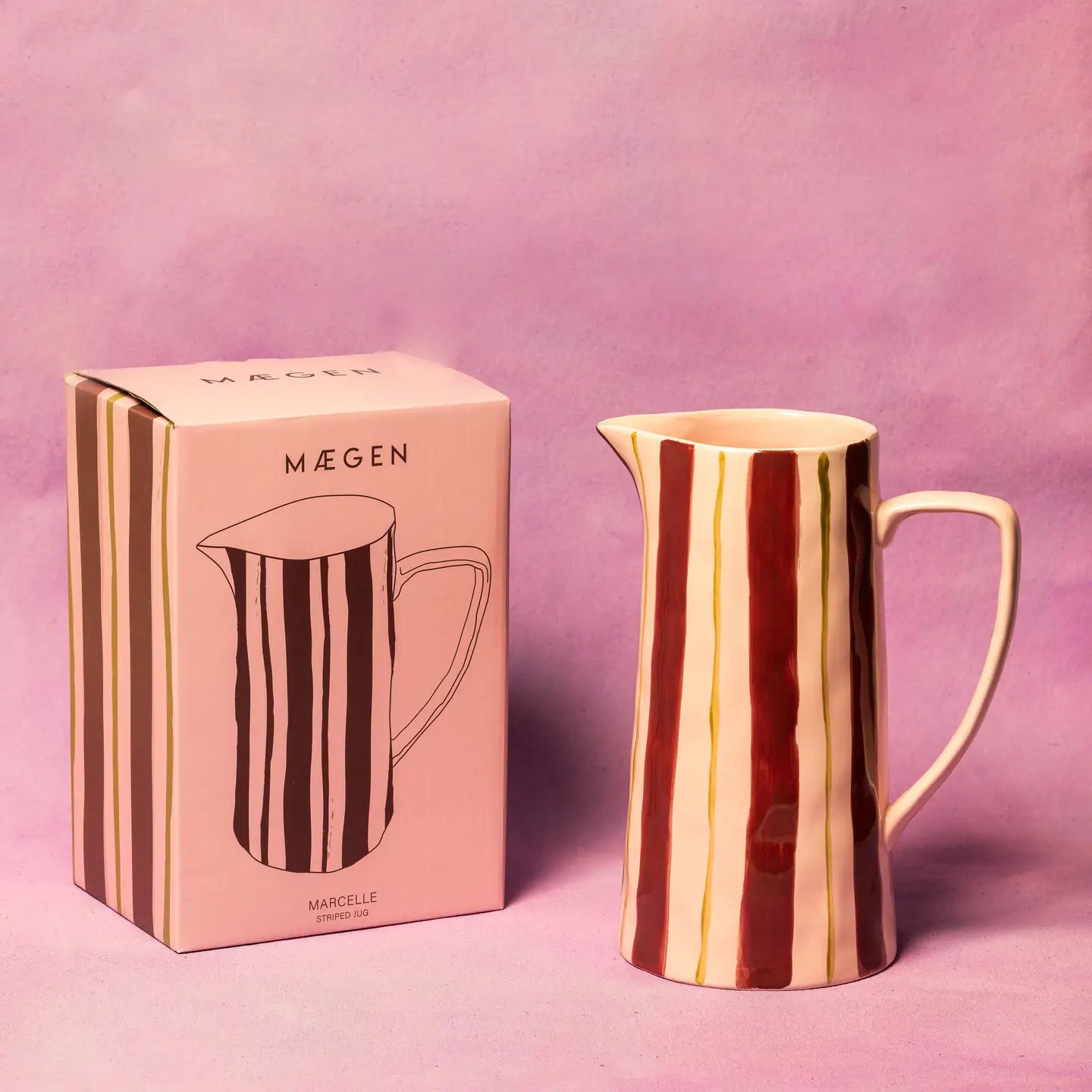 Pink/Burgundy Stripe Jug