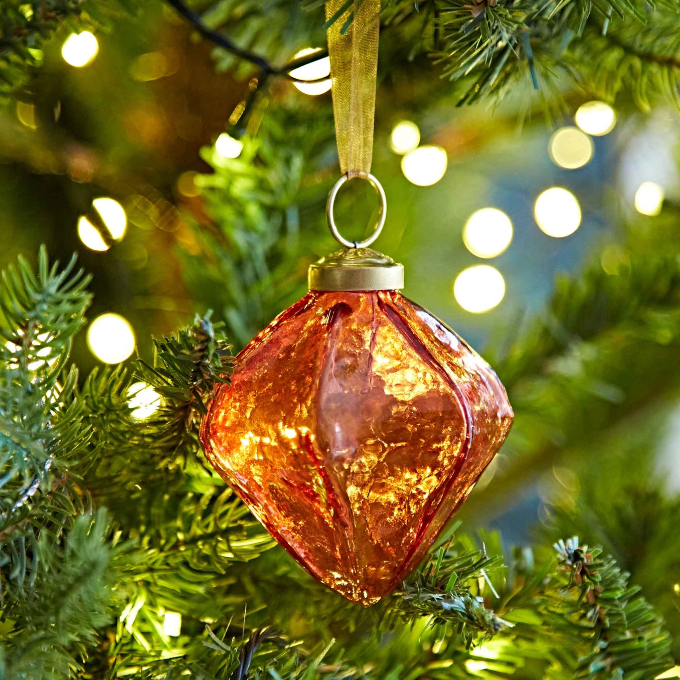 Coloured Recycled Glass Diamond Bauble