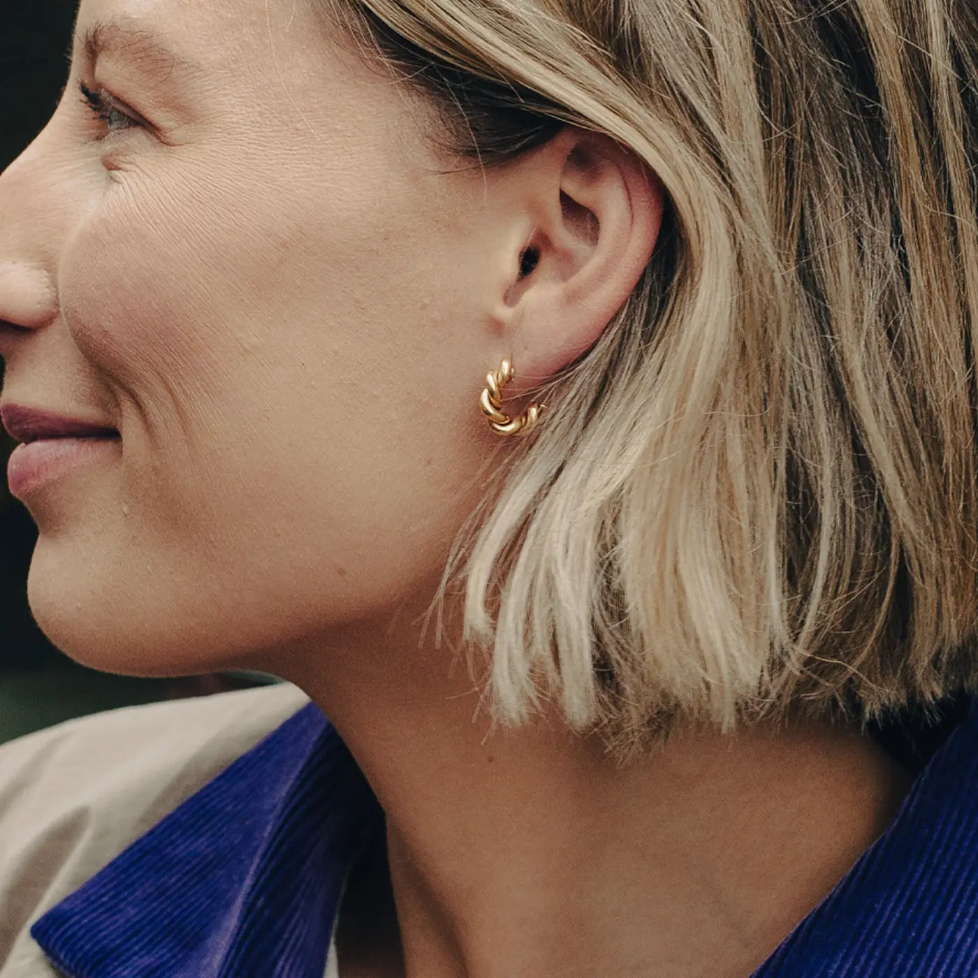 Gold Ridge Twist Earrings - small