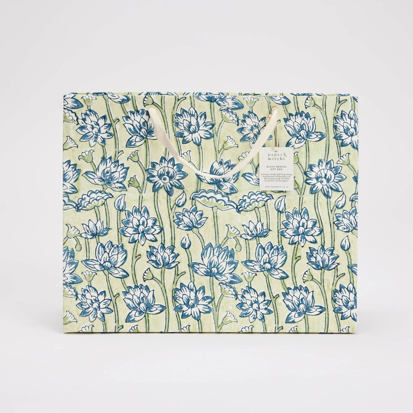 Indigo Hand Block Printed Gift Bag - small / medium / large