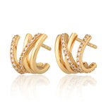 Load image into Gallery viewer, Crossed Illusion Stud Earrings- silver / gold
