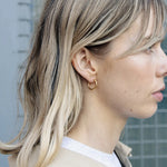 Load image into Gallery viewer, Gold Hammered Hoop Earrings
