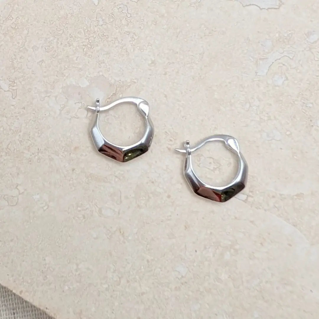 Silver Harlequin Huggie Hoop Earrings