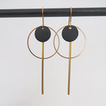 Load image into Gallery viewer, Cirlcle + Bar + Black Disc Earrings
