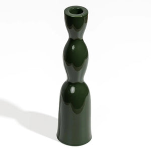 Tall Wave Candle Holder - dark green