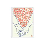 Load image into Gallery viewer, Cups of Tea Orange and Blue Cute Romantic Hand Drawn Typographic Print
