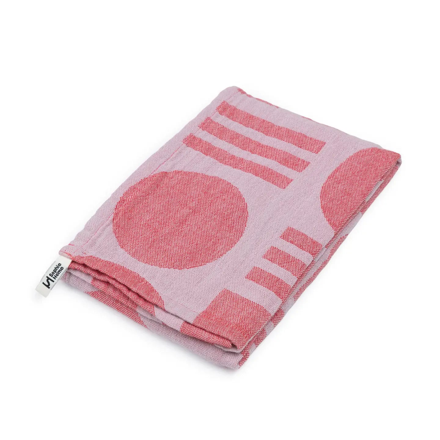 Cotton Tea Towel - Stack The Dishes Pink