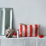 Load image into Gallery viewer, Sofia pouch - greige / tomato stripe
