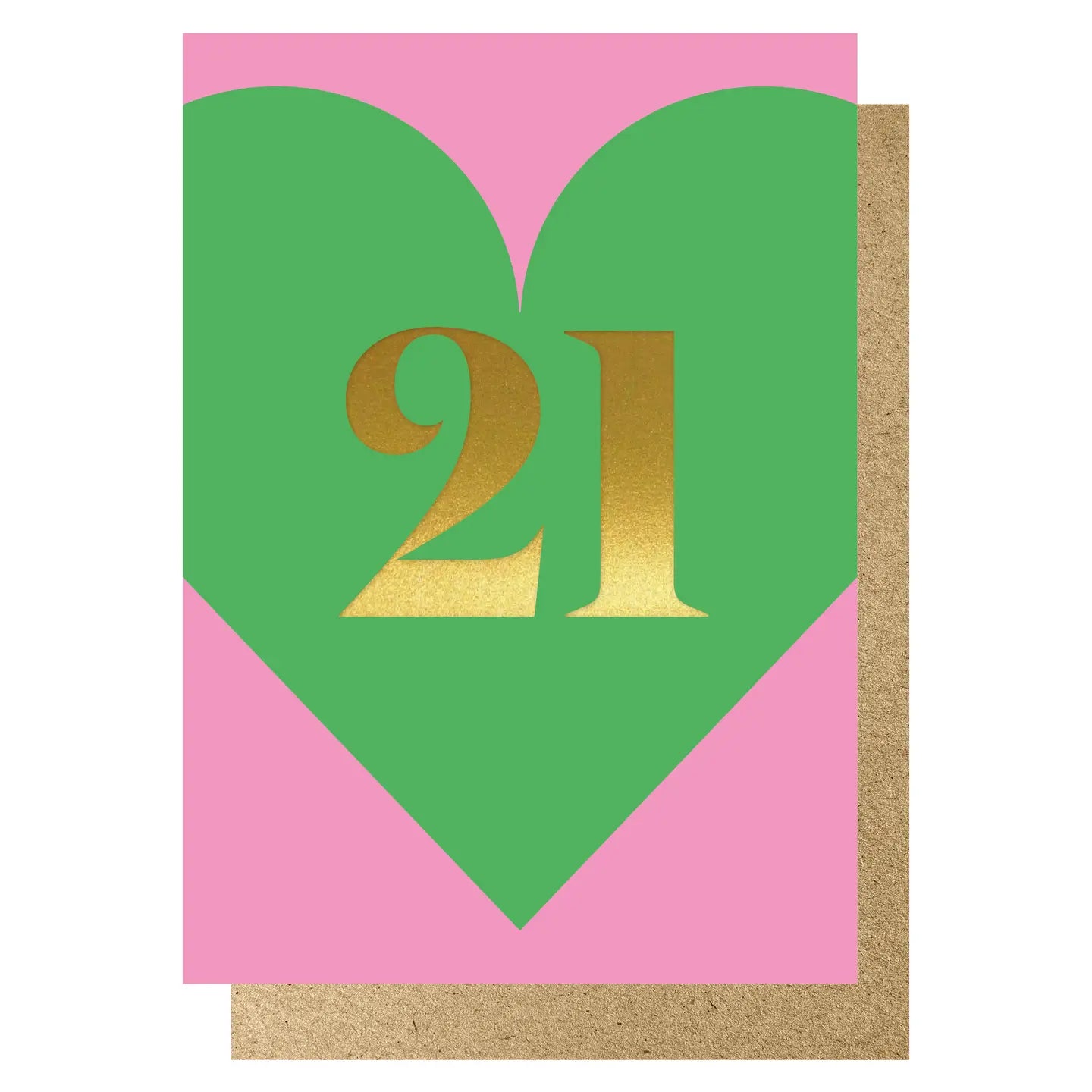 Heart 21st Card - green