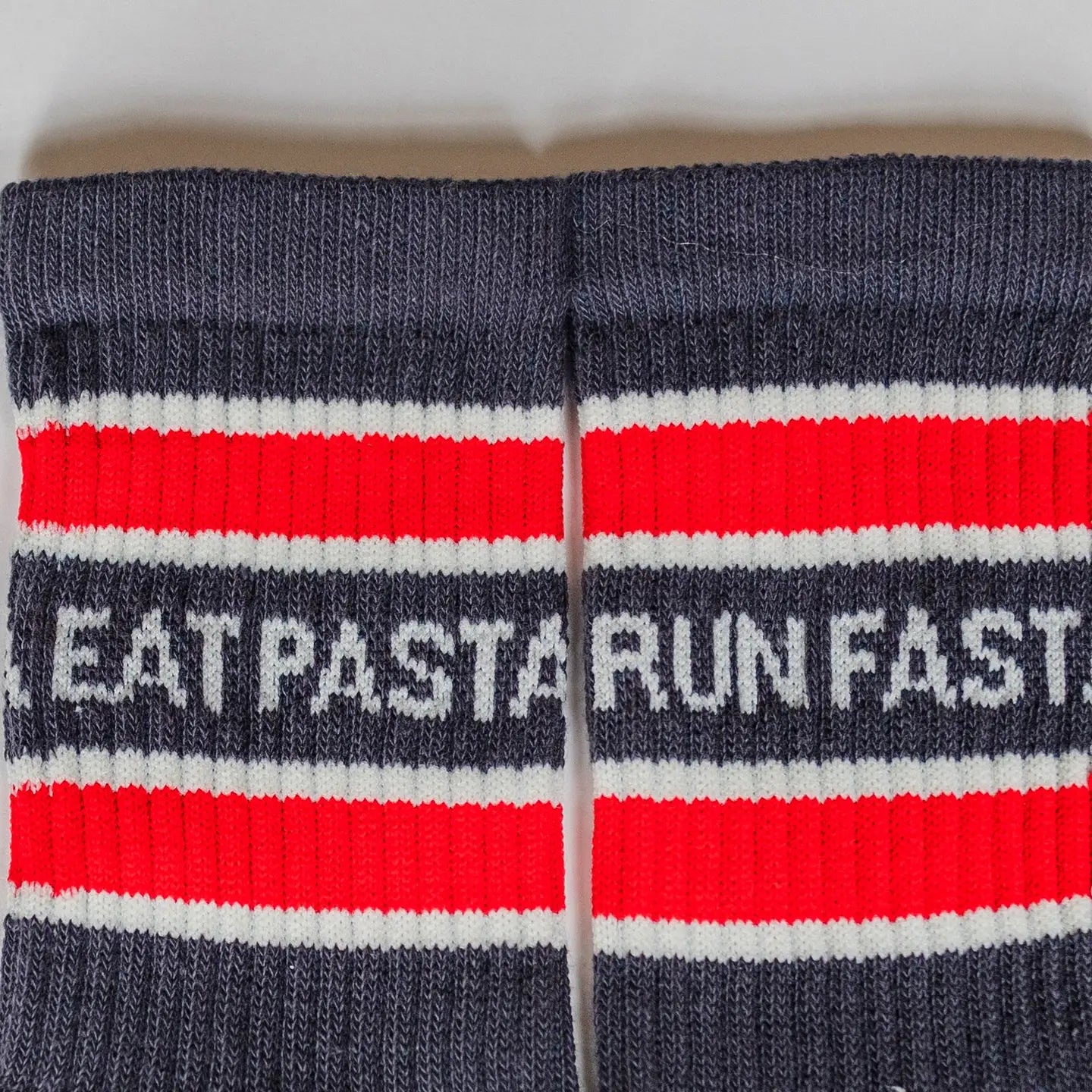 'Eat Pasta Run Fasta' Sports Socks - navy