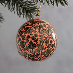 Load image into Gallery viewer, Black &amp; Pink Floral Paper Mache Christmas Tree Bauble - 2 sizes
