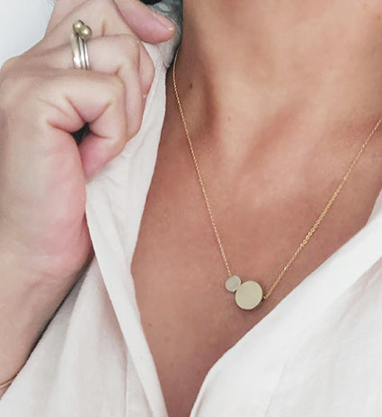Large Brass Circle + Small Circle Necklace