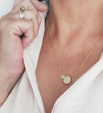Load image into Gallery viewer, Large Brass Circle + Small Circle Necklace
