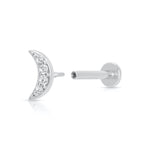 Load image into Gallery viewer, Sparkling Moon Single Flat Back Earring - gold / silver

