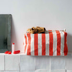 Load image into Gallery viewer, Vic Toiletry / Cosmetic Bag - greige / tomato stripe

