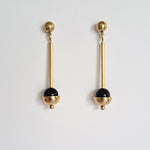 Load image into Gallery viewer, FORM Brass Tube + Cup + Onyx Earrings
