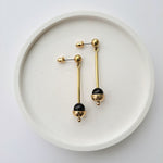 Load image into Gallery viewer, FORM Brass Tube + Cup + Onyx Earrings

