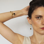 Load image into Gallery viewer, FORM Brass Tube + Cup + Onyx Earrings
