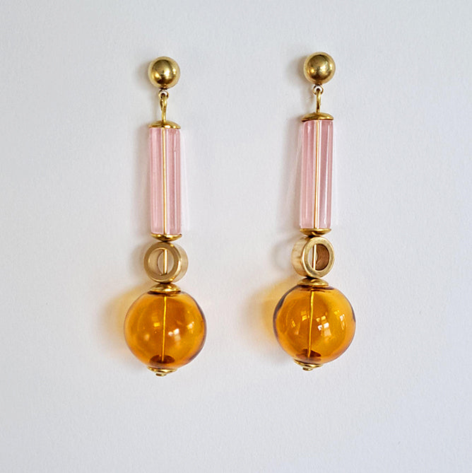 Gardena Glass Bubble Earrings - amber or green