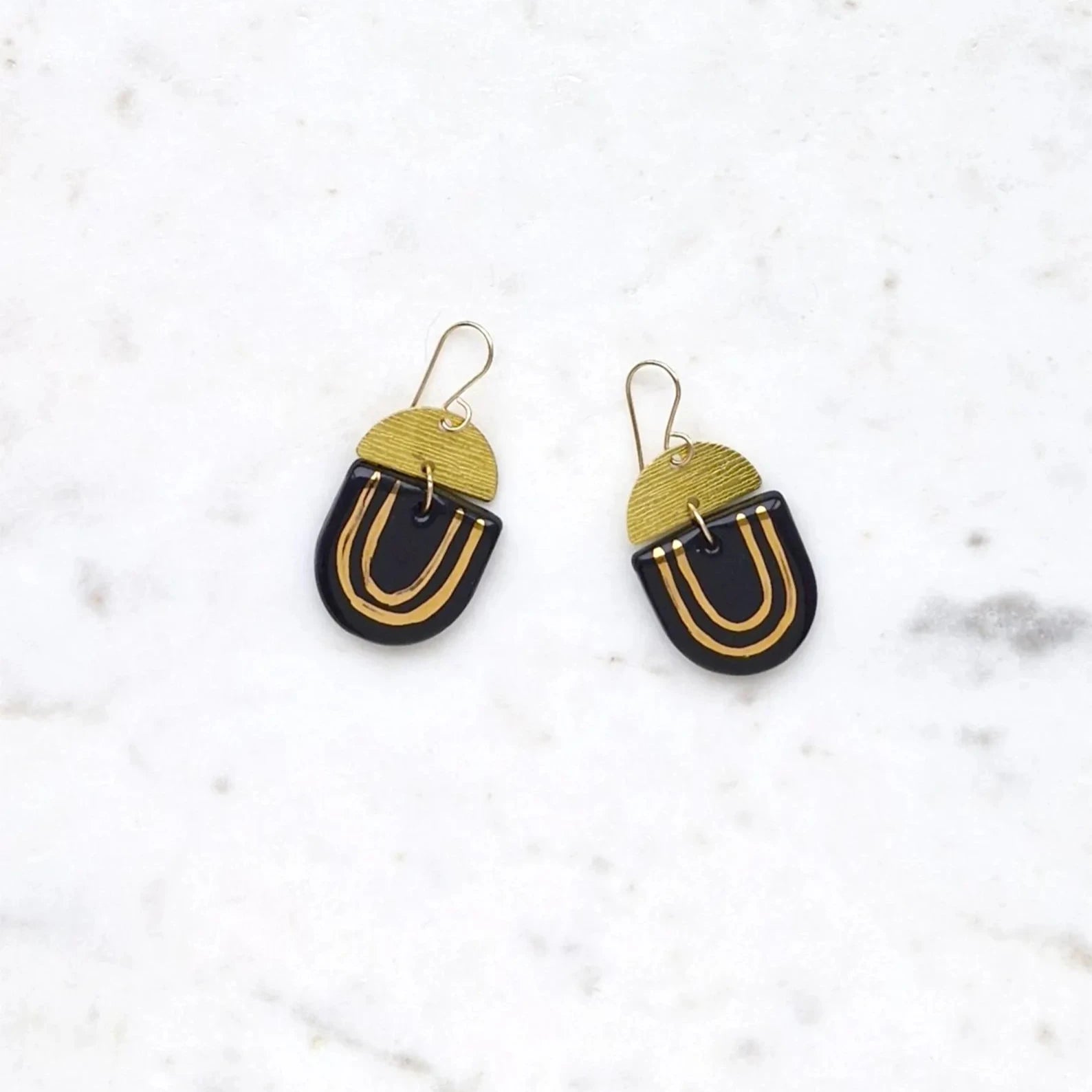 Kam Earrings - black / gold
