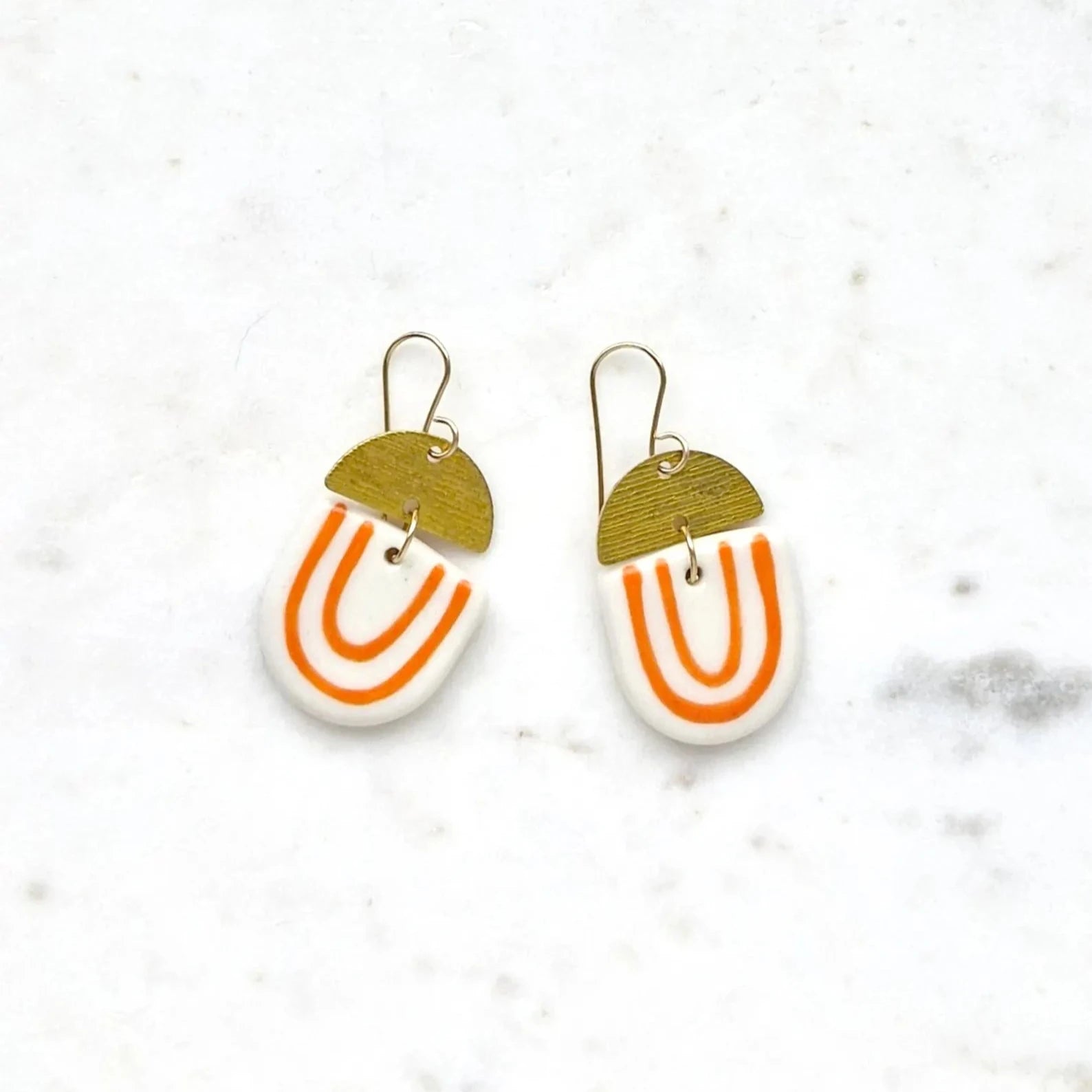 Kam Earrings - orange / white
