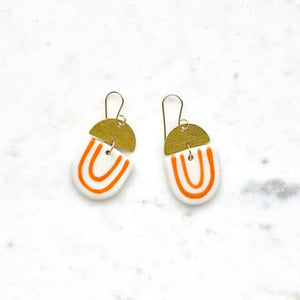 Kam Earrings - orange / white