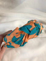 Load image into Gallery viewer, Orange &amp; Turquoise Leopard Print Headband
