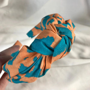 Orange & Turquoise Leopard Print Headband