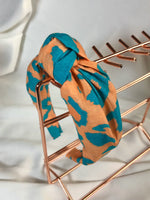 Load image into Gallery viewer, Orange &amp; Turquoise Leopard Print Headband
