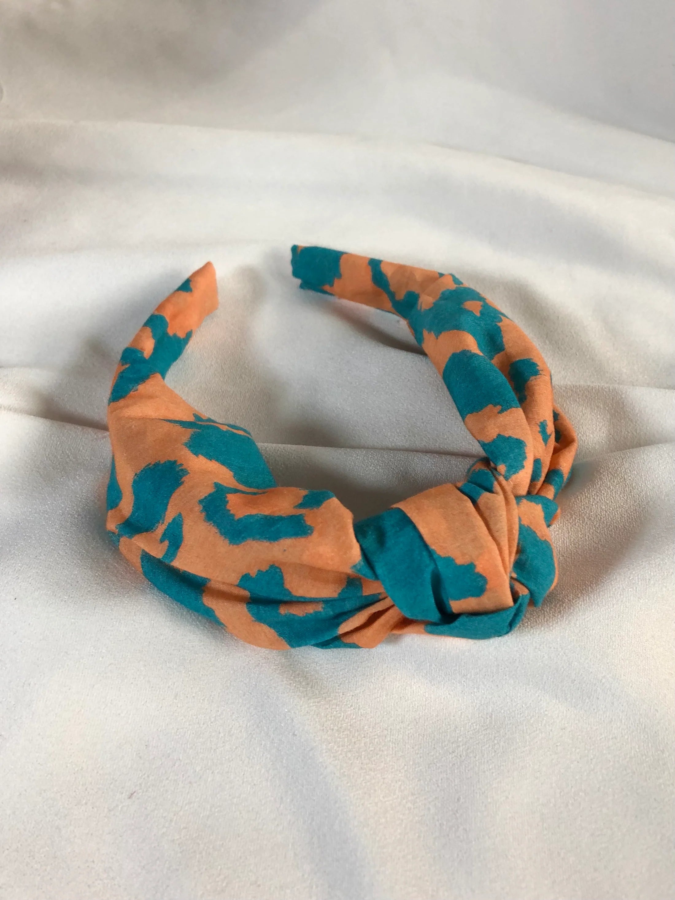 Orange & Turquoise Leopard Print Headband