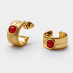 Load image into Gallery viewer, Gold Birthstone Hoop Earrings
