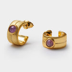 Load image into Gallery viewer, Gold Birthstone Hoop Earrings
