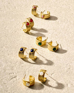 Load image into Gallery viewer, Gold Birthstone Hoop Earrings
