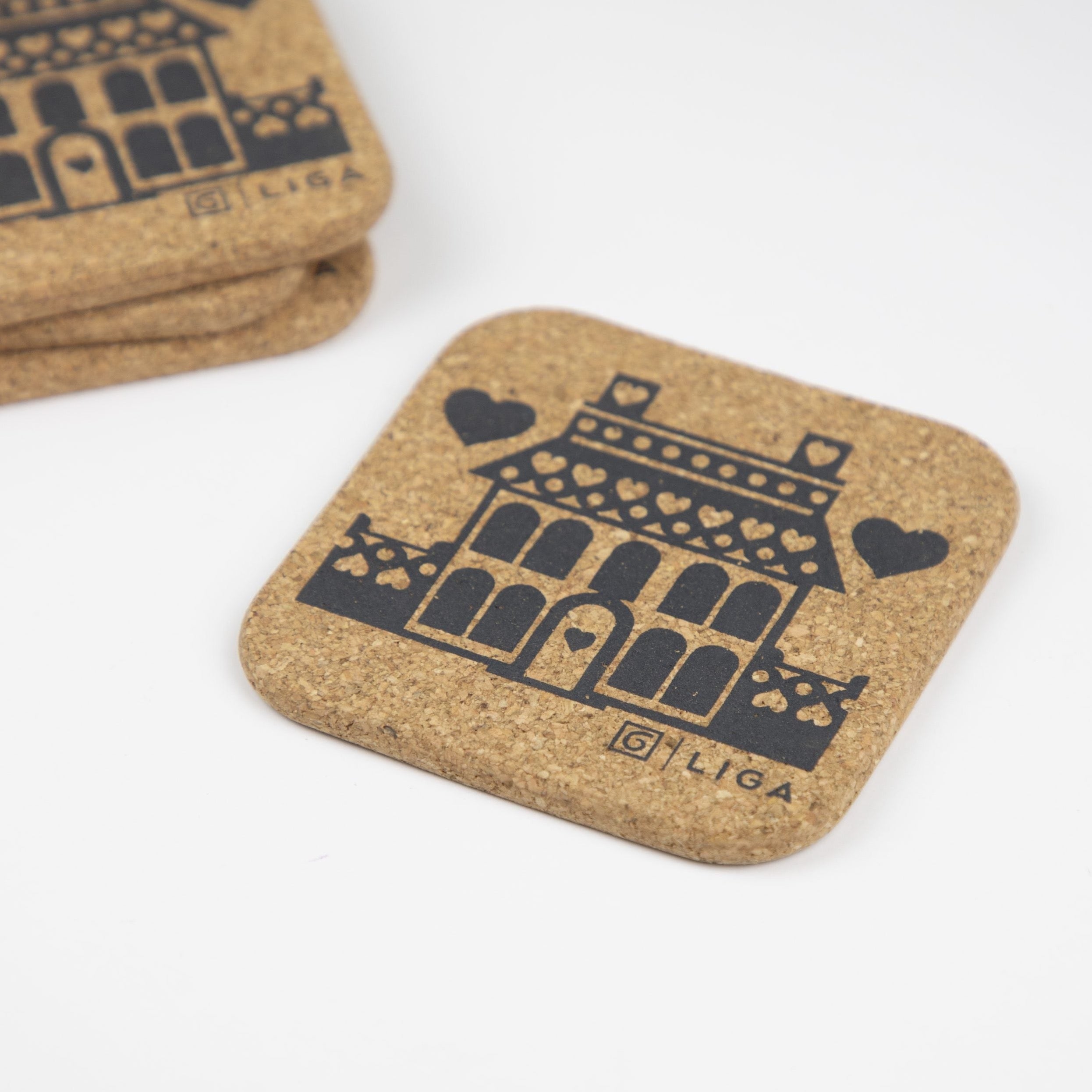 Organic Cork Hornsea House Coaster Set - pack of 4