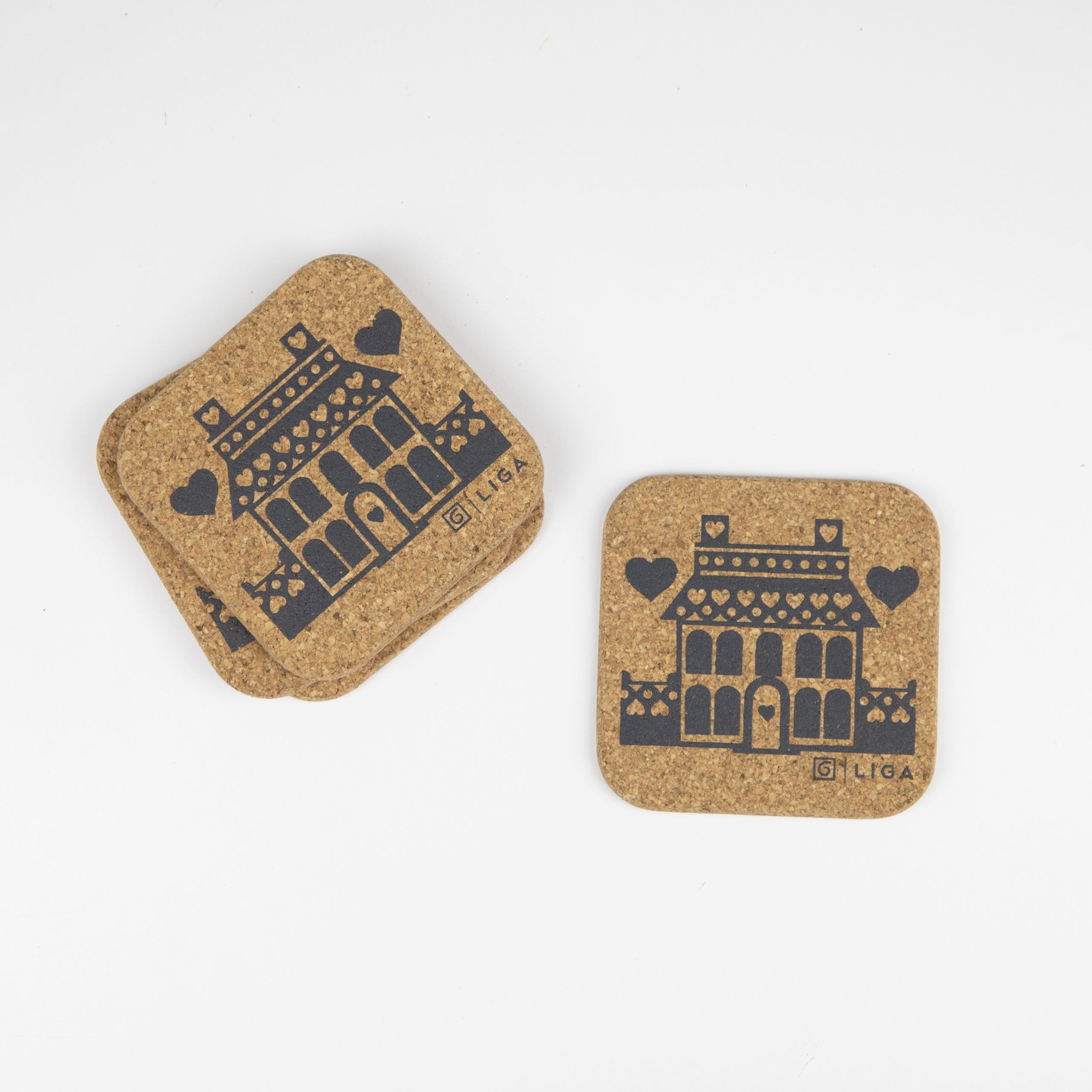 Organic Cork Hornsea House Coaster Set - pack of 4