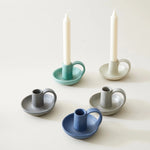 Load image into Gallery viewer, Stoneware Candlestick Holder - light natural

