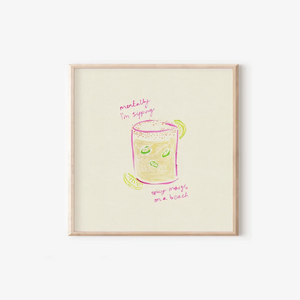 Sipping Spicy Margs Hand Painted Sqaure Print