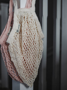 Short Handled Organic Cotton String Bag- Natural