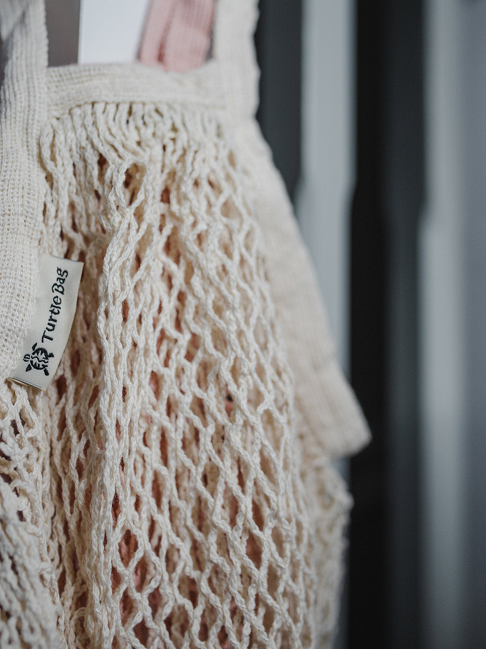 Short Handled Organic Cotton String Bag- Natural