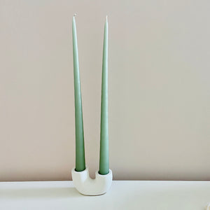 Green Chalk Tapered Candle - pair