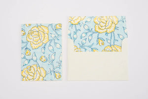 Jaipur Rose Mimosa Hand Block Print Greeting Card