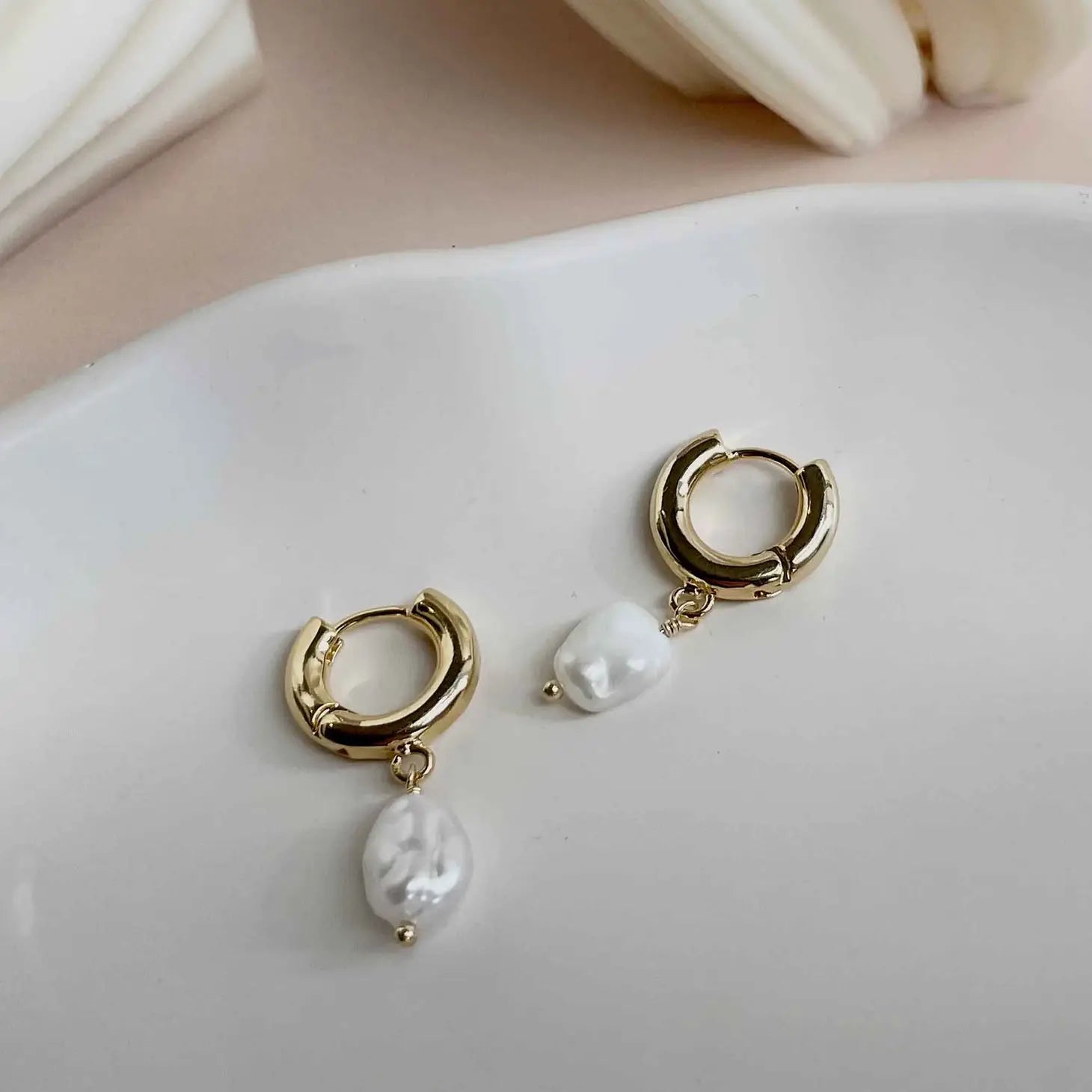 Alessia Organic Pearl Hoops