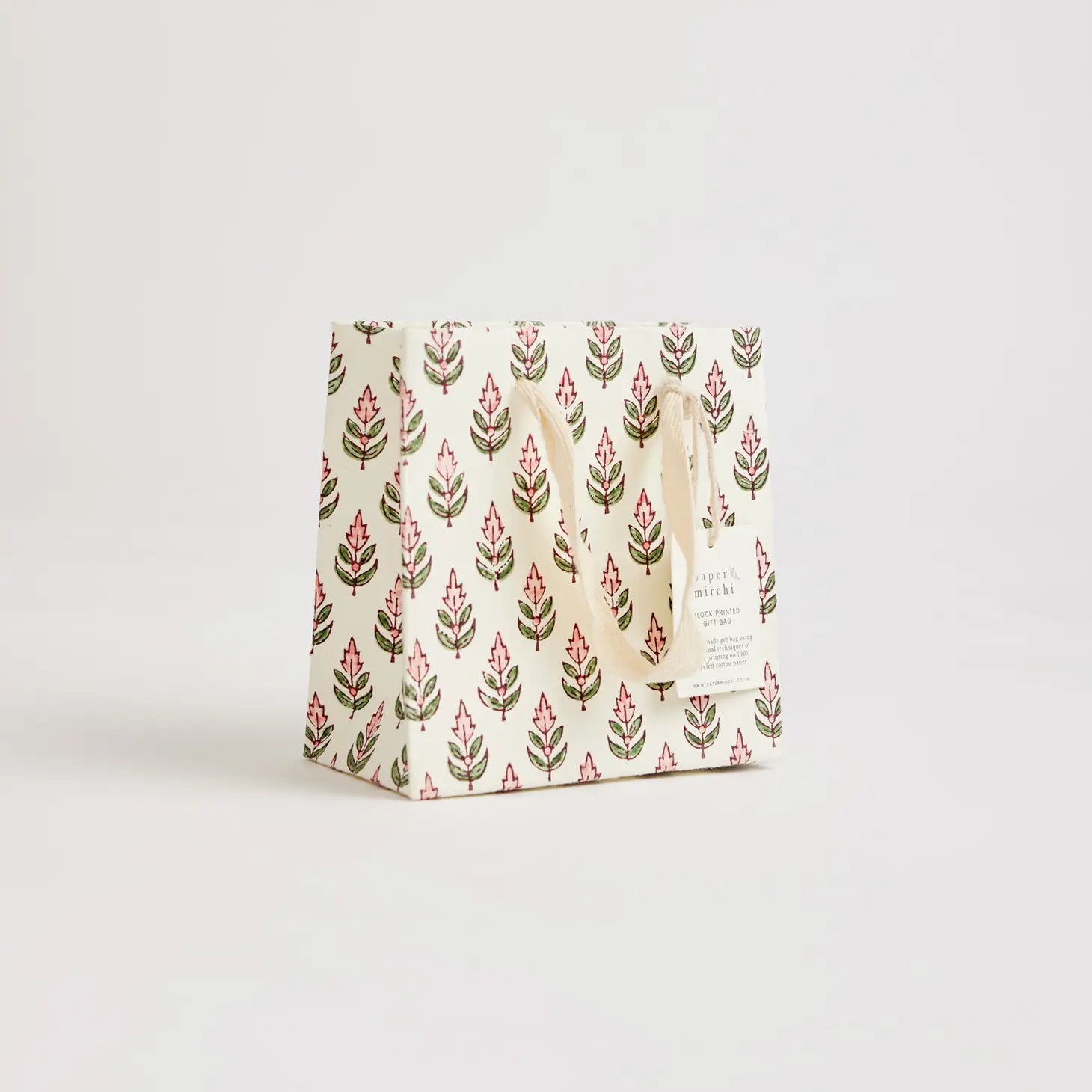 Blush Hand Block Printed Gift Bag - small / medium / large