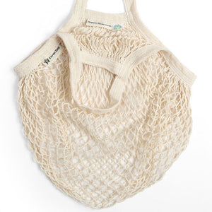 Short Handled Organic Cotton String Bag- Natural